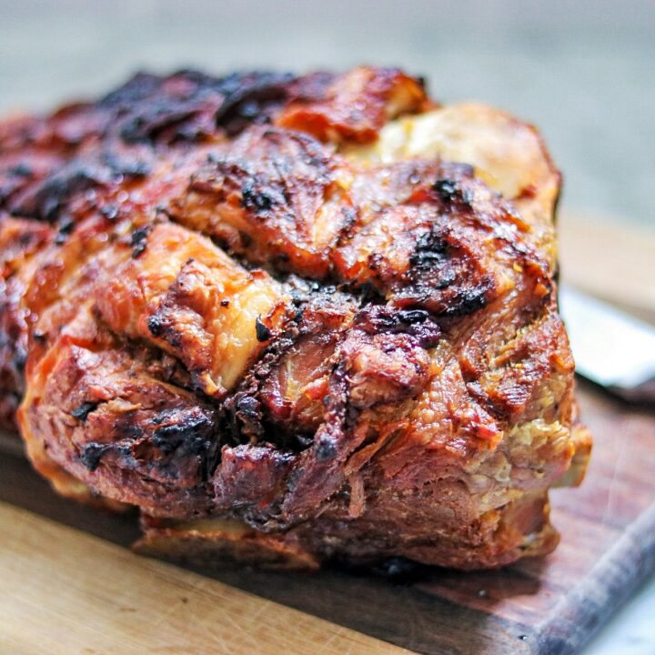 Slow-roasted pernil with crispy golden skin